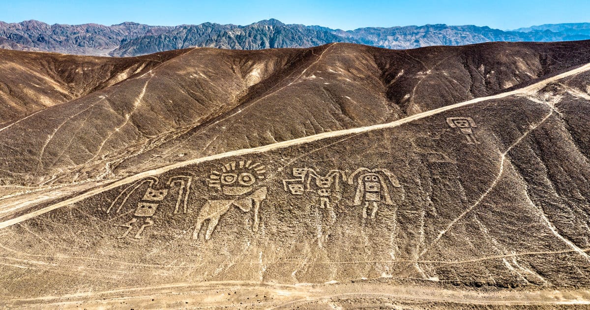 Aerial View of Palpa Geoglyphs. UNESCO world heritage in Peru
