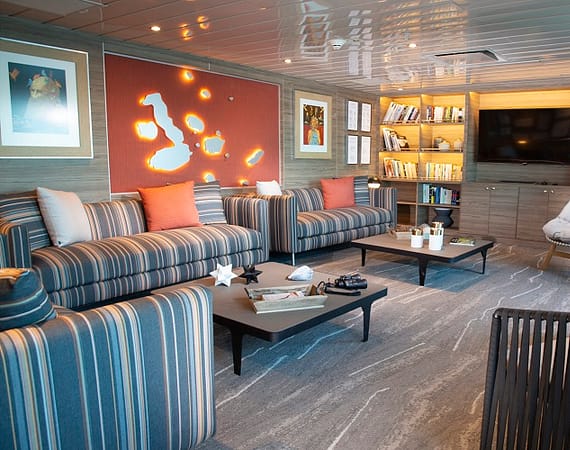 La Pinta Galapagos Cruise media lounge
