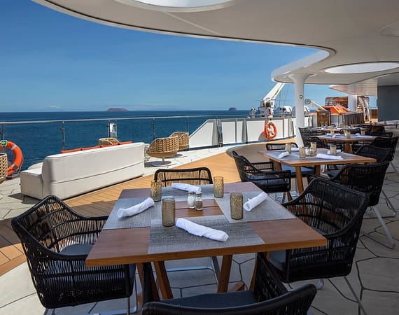 celebrity flora galapagos cruise outdoor dining area