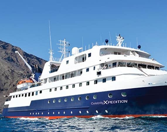 Celebrity Xpedition Galapagos Cruise ship. 48 passengers.