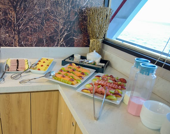 Breakfast Buffet aboard the Galapagos Islands cruise yacht Bonita