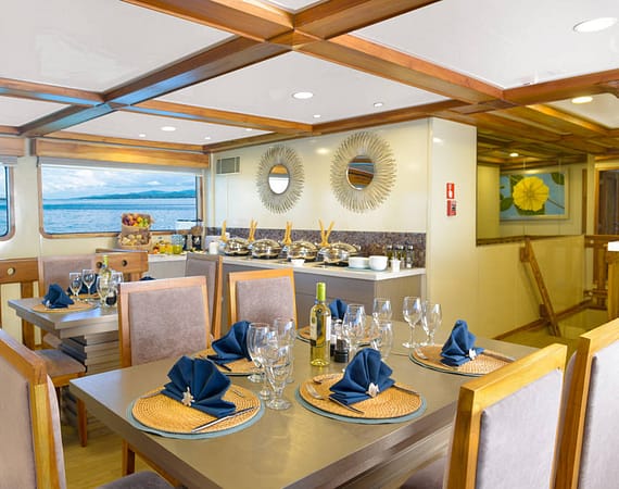 Galaxy Catamaran Galapagos Cruise dining