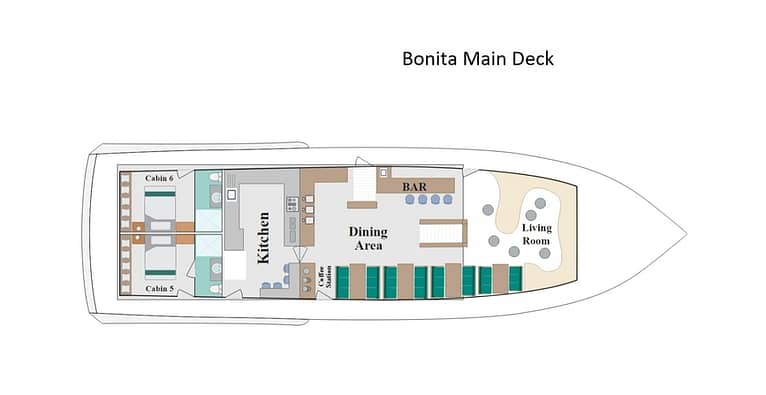 Main deck plan the Galapagos Islands cruise yacht Bonita